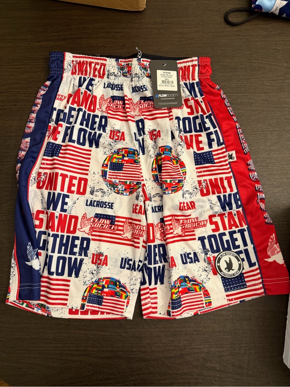 Flow Society Boy’s USA Flag Print Athletic Shorts - Red, White & Blue